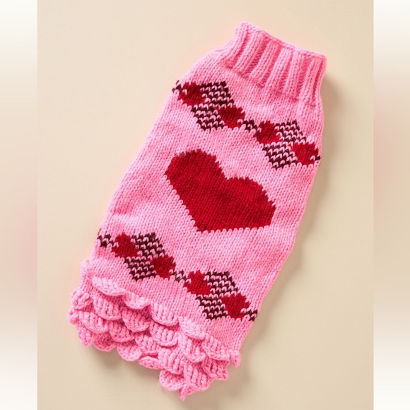 Anthropologie NWT adorable handmade hearts 100% wool cozy sweater; sz Med - Picture 8 of 16
